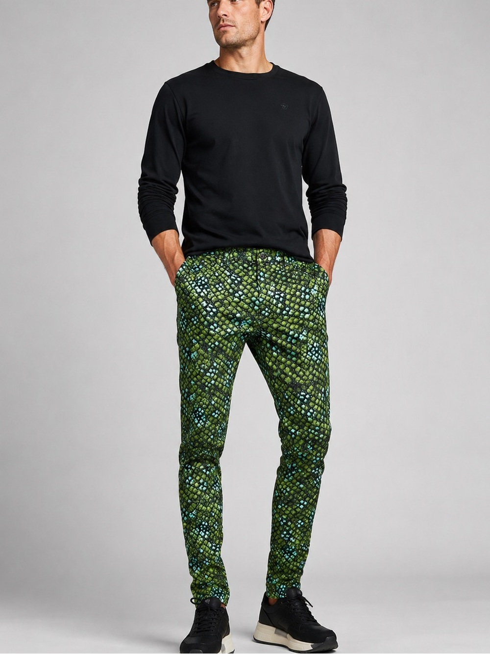 G-Star RAW Green & Teal Reptile-Print Jeans W31/L30
